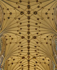 The same vault in November 2020, after restoration Winchester Cathedral prebystery vault.jpg