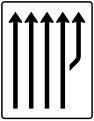 Zeichen 541–23 Aufleitungstafel – ohne Gegenverkehr – vierstreifig plus Fahrstreifen rechts