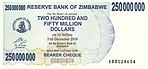 Zimbabwe $250m 2008 Obverse.jpg