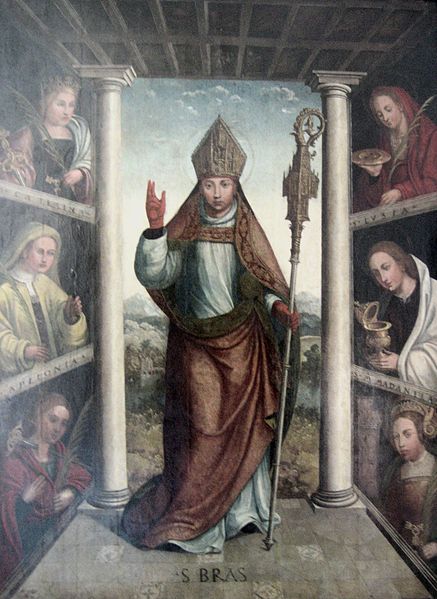 File:'Saint Brás', oil on panel painting by the Master of the Saint Bras.JPG