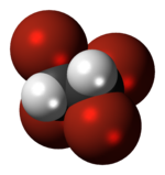 Kalotový model molekuly 1,1,2,2-tetrabromethanu