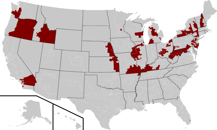 Map of House caucus members during the 112th Congress