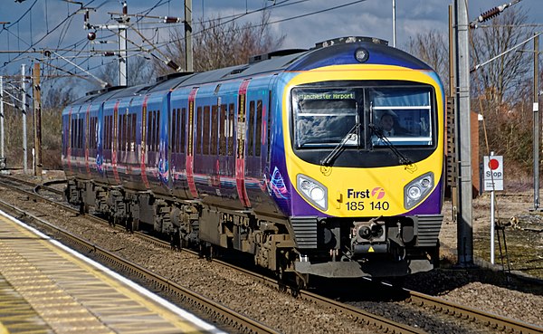 First TransPennine Express 185140 approaching Northallerton with a service bound for Manchester Airport.