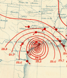 1915 Galveston hurricane isobars Aug 16 1915 8 p.m. CT.png