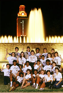 The Texas team, in front of the main tower, lit up with #1 1986 natl champ tower s001.jpg