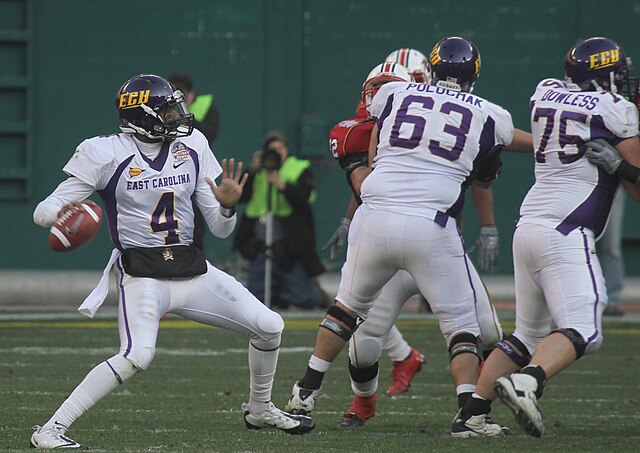 Dominique Davis drops back to pass during the 2010 Military Bowl