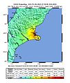Carte des intensités du séisme (USGS)