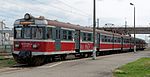 EN57-1218 of Przewozy Regionalne at Ostrowiec Świętokrzyski station, Poland, in April 2017