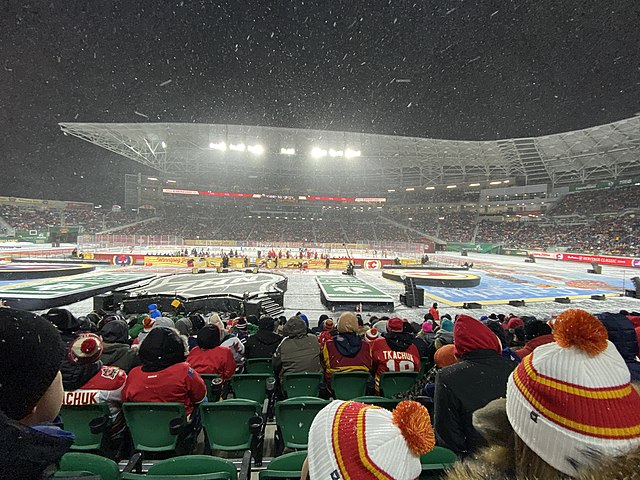 The 2019 Heritage Classic at Mosaic Stadium in Regina, Saskatchewan, was the first Heritage Classic held outside the locales the participants are base