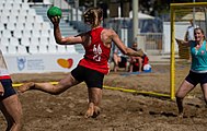 Deutsch: Beachhandball Weltmeisterschaften 2022; Tag 2: 22. Juli 2022 – Frauen, Vorrunde, Deutschland-Norwegen 0:2 (19:14, 27:20) English: 2022 Beach handball World Championships; Day 2: 22 July – Women Preliminary Round – Germany-Norway 0:2 (19:14, 27:20)