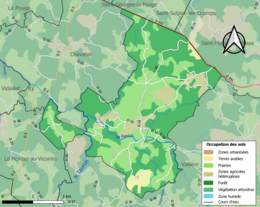 Carte des infrastructures et de l'occupation des sols de la commune en 2018 (CLC).