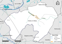 Kolorowa mapa przedstawiająca sieć hydrograficzną gminy