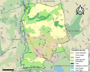 Kolorowa mapa przedstawiająca użytkowanie gruntów.