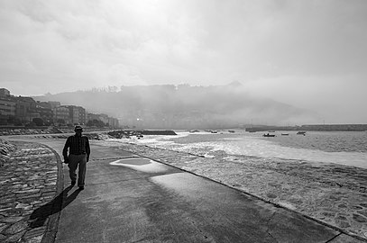 A Guarda port on a foggy morning, Galicia, Spain