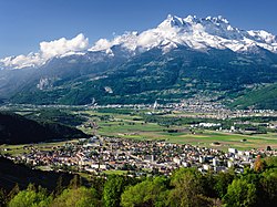 Údolí Rhony a nejvyšší vrchol Dents du Midi