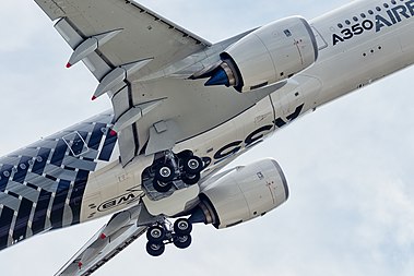 English: Airbus A350-941 (reg. F-WWCF, MSN 002) in Airbus promotional CFRP livery at ILA Berlin Air Show 2016.