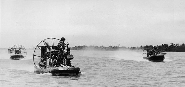 5th Special Forces Company D Hurricane Aircat airboats on the Mekong near the Cambodian border in 1966