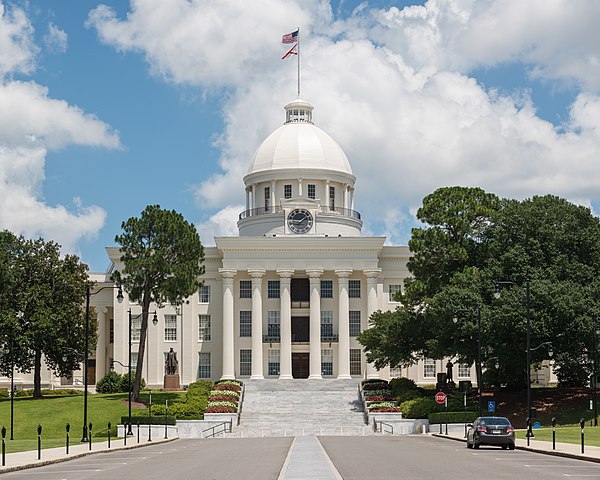 The Alabama State Capitol on Bainbridge Street and Dexter Avenue marks the end of the 1965 marching route.