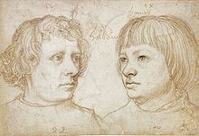 Hans (right) and Ambrosius Holbein, by Hans Holbein the Elder, 1511. Silverpoint on white-coated paper, Berlin State Museums Ambrosius and Hans Holbein, by Hans Holbein the Elder.jpg