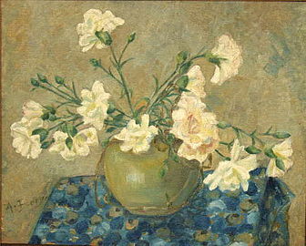 Un bouquet d’œillets vers 1910