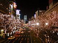 JR仙台駅西口ペデストリアンデッキから見た青葉通の光のページェント（2009年12月）