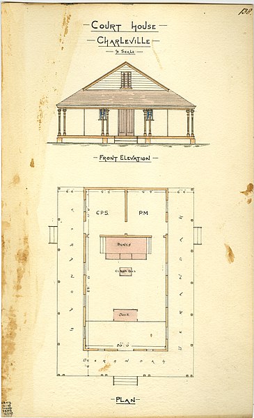 Architectural drawing of the court house, 1885