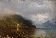 Waldsee mit Nebel, ohne Jahr, Öl auf Papier auf Leinwand, 32 × 47,5 cm, Nationalmuseum Oslo, Norwegen