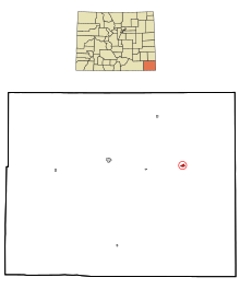 Baca County Colorado Incorporated and Unincorporated areas Walsh Highlighted.svg