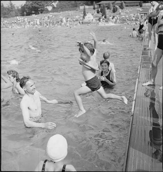 File:Bathing Pool- Entertainment and Relaxation in the Open Air, Guildford, Surrey, England, 1943 D15973.jpg