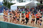 Deutsch: Beachhandball Europameisterschaften 2019 (Beach handball Euro); Tag 6: 7. Juli 2019 – Spiel um Platz Drei, Frauen, Kroatien-Niederlande 0:2 (14:23, 20:22) English: Beach handball Euro; Day 6: 7 July 2019 – Women's Bronze Medal Match – Croatia-Netherlands 0:2 (14:23, 20:22)