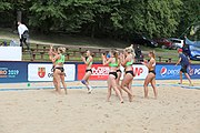 Deutsch: Beachhandball Europameisterschaften 2019 (Beach handball Euro); Tag 3: 4. Juli 2019 – Frauen, Platzierungsrunde Gruppe IV, Russland-Slowenien 2:0 (18:11, 20:16) English: Beach handball Euro; Day 3: 4 July 2019 – Women Consolation Round Group IV – Russia-Slovenia 2:0 (18:11, 20:16)