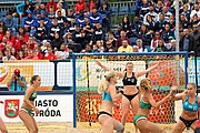 Deutsch: Beachhandball Europameisterschaften 2019 (Beach handball Euro); Tag 6: 7. Juli 2019 – Frauenfinale, Dänemark-Ungarn 2:0 (18:12, 23:22) English: Beach handball Euro; Day 6: 7 July 2019 – Women's Final – Denmark-Hungary 2:0 (18:12, 23:22)