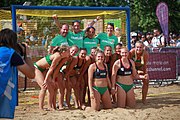 Deutsch: Beachhandball bei den Olympischen Jugendspielen 2018 in Buenos Aires; Tag 7, 13. Oktober 2018; Mädchen, Spiel um Platz Drei – Ungarn-Niederlande 2:0 English: Beach handball at the 2018 Summer Youth Olympics in Buenos Aires at 13 October 2018 – Girls Bronze Medal Match – Hungary-Netherlands 2:0 Español: Handball de playa en los Juegos Olimpicos de la Juventud Buenos Aires 2018 en 13 de octubre de 2018 – Partido por la medalla de bronce femenino - Hungría-Países Bajos 2:0