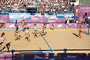 Deutsch: Beachhandball bei den Olympischen Jugendspielen 2018; Tag 3, 9. Oktober 2018; Jungs, Vorrunde, Gruppe B - Argentinien-Hongkong 2:0 English: Beach handball at the 2018 Summer Youth Olympics at 9 October 2018 – Girls Preliminary Round Group B – Argentina-Hing Kong 2:0