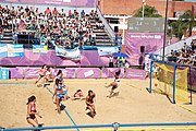 Deutsch: Beachhandball bei den Olympischen Jugendspielen 2018; Tag 3, 9. Oktober 2018; Mädchen, Vorrunde, Gruppe A - Chinese Taipei (Taiwan)-Mauritius 2:0 English: Beach handball at the 2018 Summer Youth Olympics at 9 October 2018 – Girls Preliminary Round Group A‎ – Chinese Taipei-Mauritius 2:0