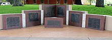 Cornerstone plaques to commemorate people from Blinn's history. Blinn College cornerstone plaques IMG 9233.JPG