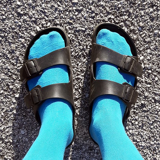 Blue socks and black sandals.jpg