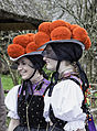 Traditionally, the Bollenhut is worn by unmarried women as part of the tracht.