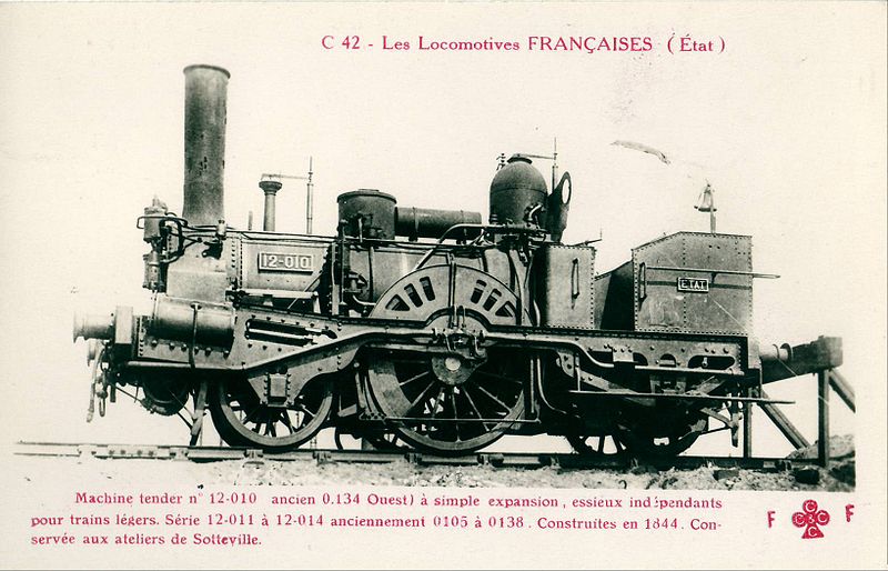 File:CCCC FF C42 - Les locomotives francaises (Etat) - Machine tender n°12.010 ancien 0.134 Ouest.JPG