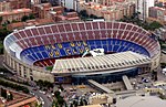 De vorm van Camp Nou gezien vanuit de lucht