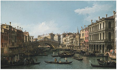 Le Grand Canal vers le Nord-est du palazzo Dolfin-Manin au Pont du Rialto, 1738-1739 Collection privée[4]