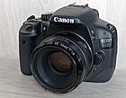 Canon EOS 550D with standard prime lens Canon EF 50mm / 1:1.8 Mk I [D]