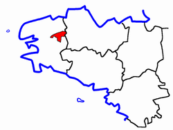 Kanton Huelgoat na mapě regionu Bretaň