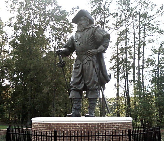 Statue of Christopher Newport at the university bearing his name