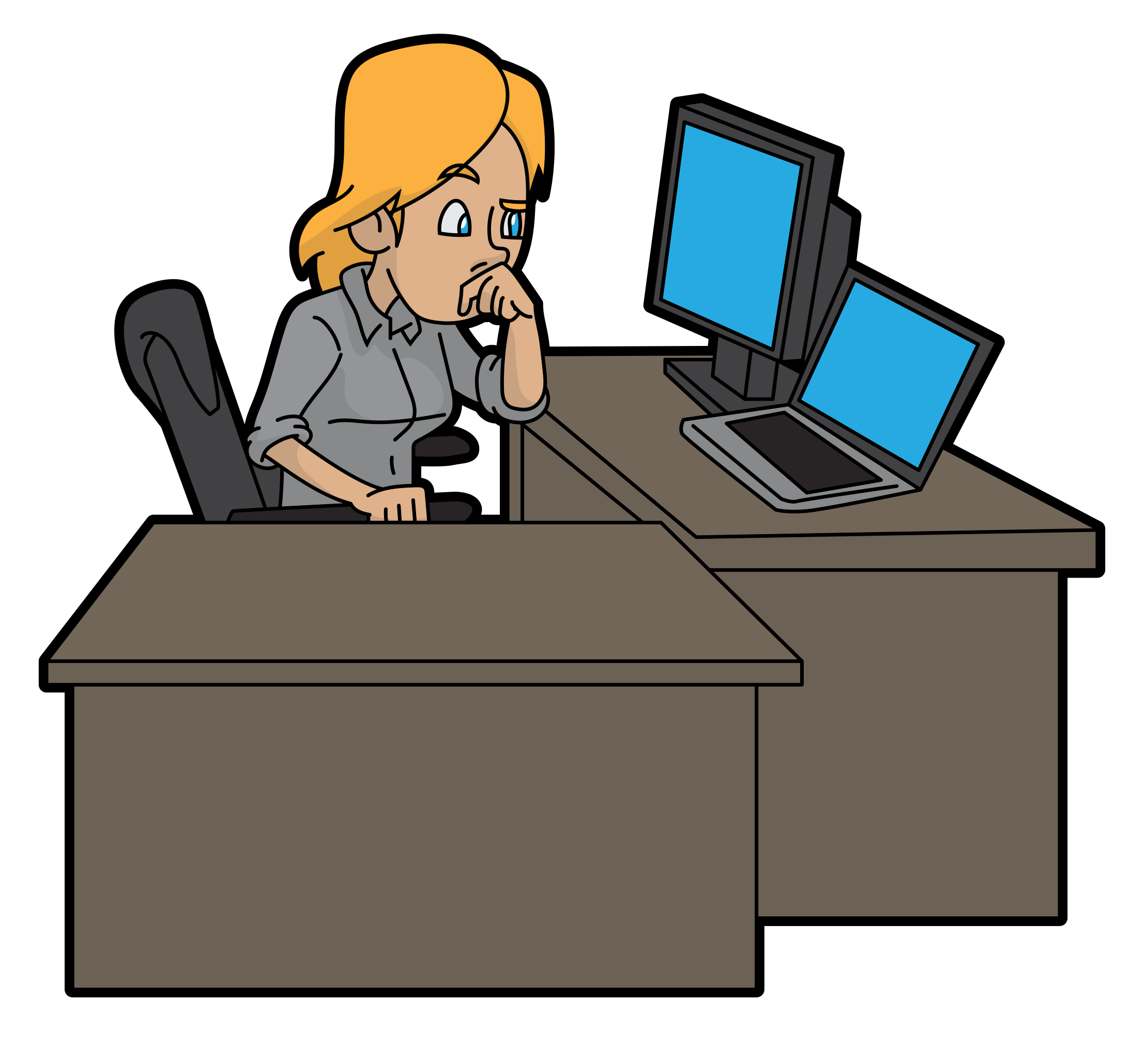File:Cartoon Woman Trying To Solve A Problem Using Her Office   - Wikimedia Commons
