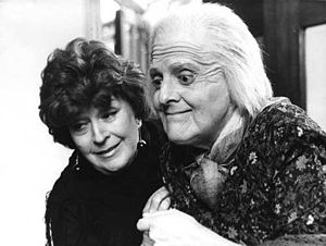 China Zorrilla (left) and Antonio Gasalla in the 1985 comedy, Esperando la carroza. His performance as the nonagenarian Mama Cora would be the first of many similar roles in film, television, and theatre. China Zorrilla Antonio Gasalla Esperando la carroza.jpg