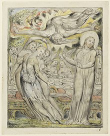 Christ refusing the banquet, William Blake (c. 1816-18). Illustration for Paradise Regained. Christ refusing the banquet, William Blake c.1816 -18.jpg