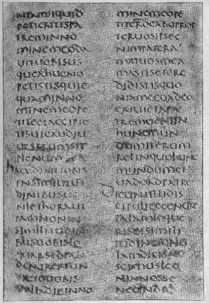 Verses from the Vetus Latina Gospel of John (16:23–30) as they appear on a page of the Codex Vercellensis.