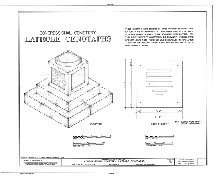 File:Congressional Cemetery, Latrobe Cenotaphs, Eighteenth and E Streets, Southeast, Washington, District of Columbia, DC HABS DC,WASH,255- (sheet 1 of 2).png