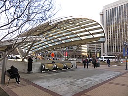 Crystal City metro station in 2016 Crystal City Metro headhouse 2016.jpg